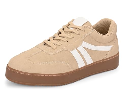 Image of MACTREE Suede Leather Upper Laceup Casual Sneakers for Men | Stitched TPR Sole