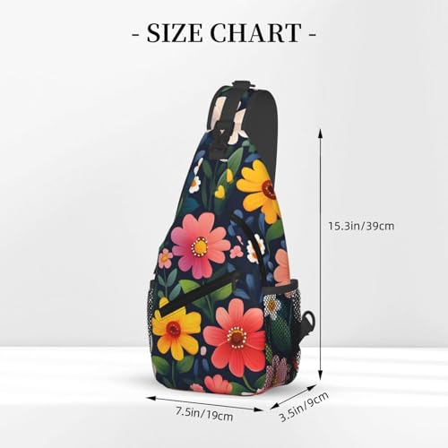 Mochila bandolera unisex con patrón floral colorido miniatura 3
