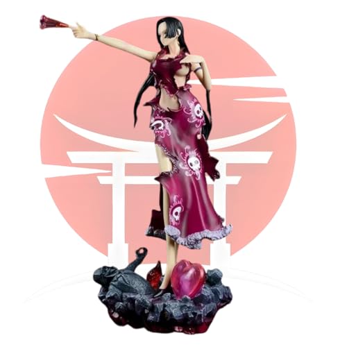 Image of Boa Hancock Action Figure 30Cm With Lights Collectible One Piece Anime Action Figure Replica With Heart Base,for One Piece Anime Fans Snake Princess Boa Hancock PVC & Resin,Pinkish Red