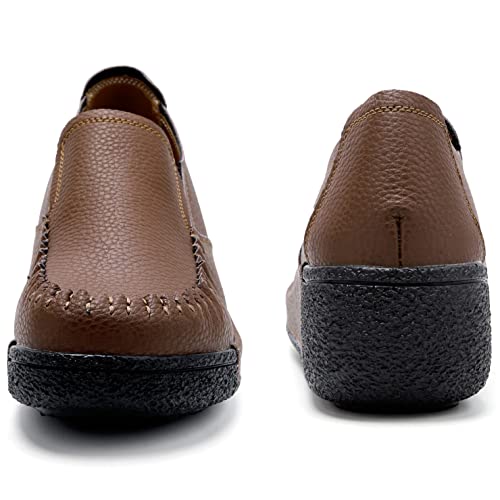 Image of UZB Women's Slip On Loafer Leather Comfort Casual Platform Shoes