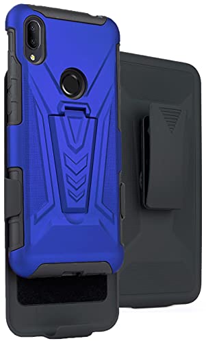 Case with Clip for Lively Smart Phone, Nakedcellphone [Blue] Rugged Hybrid Cover [with Kickstand] and [Rotating Ratchet] Belt Hip Holster Combination Compatible with Lively Smart (2021) for Seniors