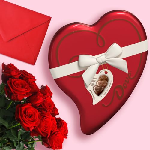 DOVE Assorted Valentine's Day Dark Chocolate and Milk Chocolate Truffles, Valentines Chocolate Candy Chocolates including Peanut Butter and Caramel Candies, 8.55 oz Heart Tin - image 4