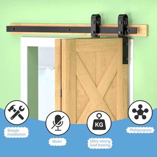 JZVXX 48" Bifold Barn Door Hardware Kit for 2 Doors - Black Plastic Spraying for Corrosion Resistance, Folding Push-Pull for Space Saving, Sturdy and Durable, Smooth and Quiet Sliding(fold-48-2) by JZVXX - Image 2