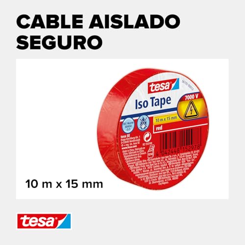 Miniatura 2 de Cinta Aislante De Pvc Tesa 10 M X 15 Mm , Color Rojo