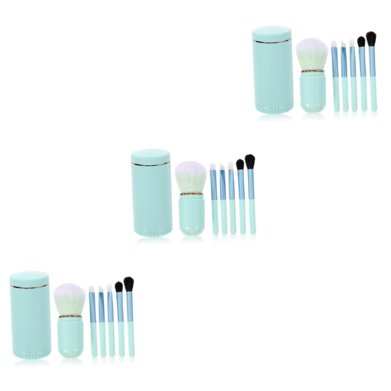 FRCOLOR 3sätze Professionelle Kosmetikpinsel Mit Spiegel Tragbares Makeup Pinselset Künstlichen Fasern Für Und Gesichtsmakeup Für Unterwegs in Wasserblau
