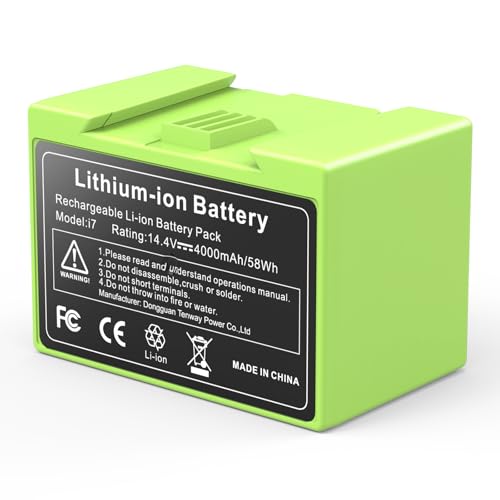 Batteria di ricambio 14.4 V 4000 mAh per Roomba i7 batteria agli ioni di litio per iRobot E5 7150 7550 3150 3550 4150 4552 i4 i4+ i3 i3+ i7158 i755020 4624862486248624862486 4 ABL-D; 1