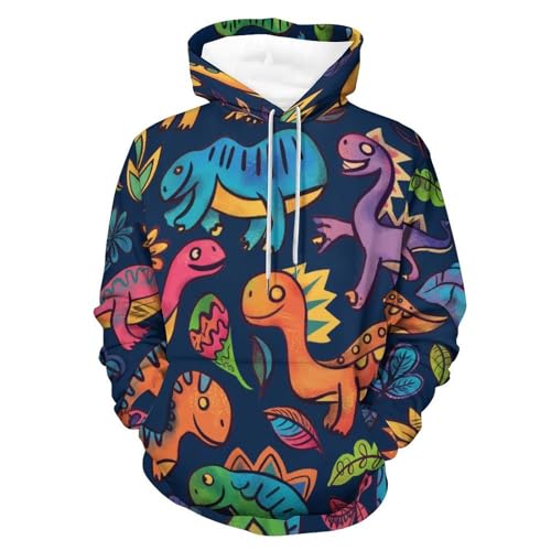 Sweat à capuche dinosaure coloré hoodie unisexe taille S