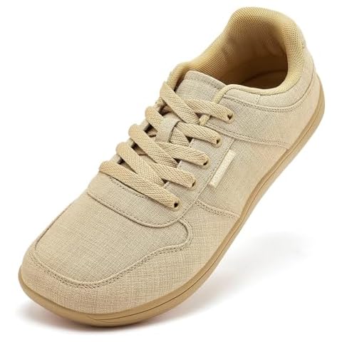 HOBIBEAR Unisex Canvas Shoes Men's Wide Barefoot Shoes Women's Classic Casual Shoes Zero Drop Sole (Khaki Men 7.5/Women 9.5) Cover