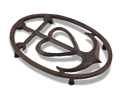 Dessous de Plat Croix Camarguaise en Fonte coulée, Marron et Ambré, L 24 cm