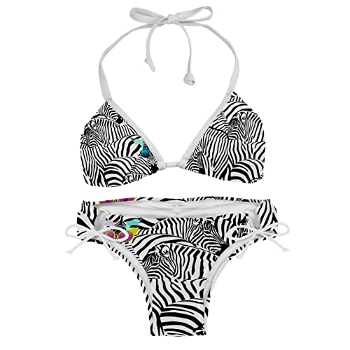 Bikini zébré multicolore ensemble deux pièces cool et extensible