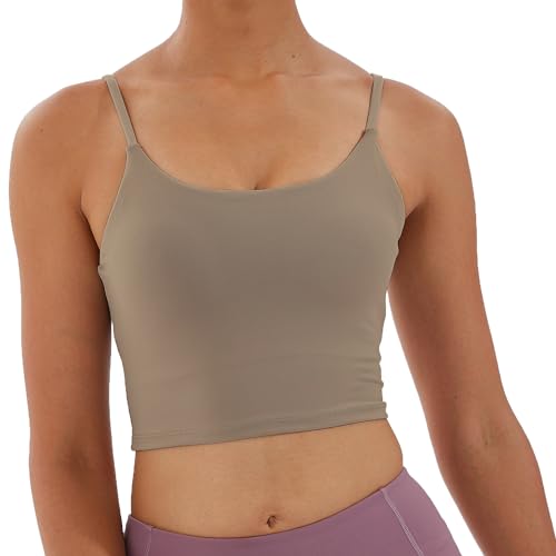 Image of Women's Strappy Stretch Sports Bra Longline Yoga Tank Top Fitness Bra Workout Camisole Crop Tops for Teen Girl
