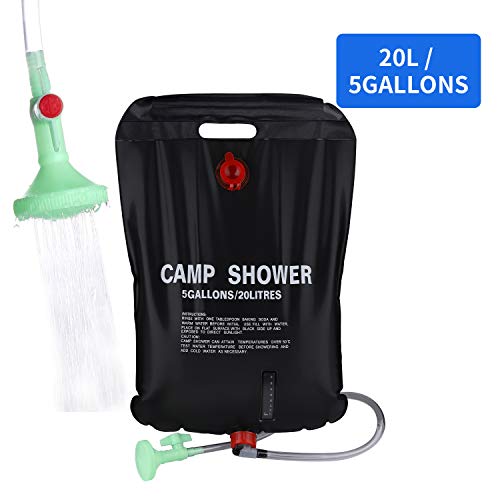 PGYFIS Solar Shower Bag Camping Shower 5 gallons/20L Solar Heating Bag with Removable