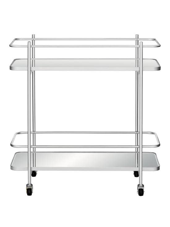 Haadi TradersMirrored Kitchen Trolley 2-Shelf Board Mirrored dinks Trolley bar kitchen serving trolley