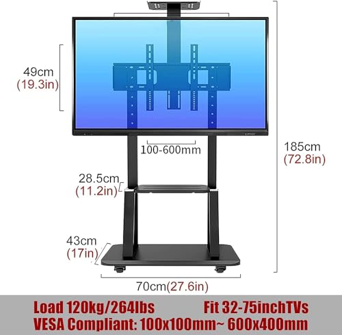 Soporte móvil para TV con ruedas y estantes miniatura 2