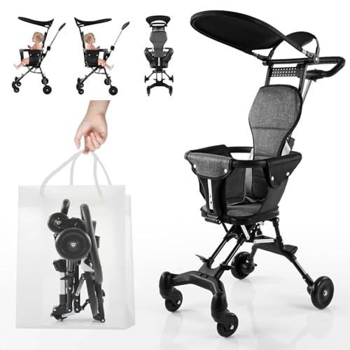 Image of Baby Travel Stroller, Lightweight 2.7 kg, Portable Compact Umbrella Stroller for Toddler, Airplane Travel, Removable Seat, Black, 25 kg Capacity