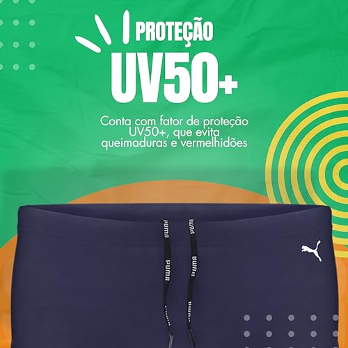 Puma Sunga Lateral Larga Proteção UV50+ Lycra Xtra Life Masculino Adulto, Azul Marinho, GG