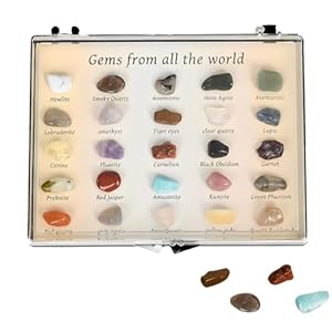 ARROMI 25 Types of Healing Crystal Gifts, Multi-Colored Heart Shaped Crystals, Natural, Unisex, LOOSE_CUT_GEM, New Age & Spiritual