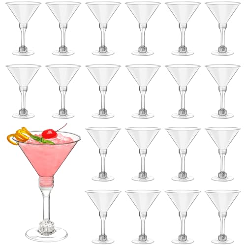 KUIZHEN Lot de 22 verres à Martini en plastique réutilisables 7 oz Verres à cocktail transparents pour fête de mariage anniversaire jardin Noël pique-nique