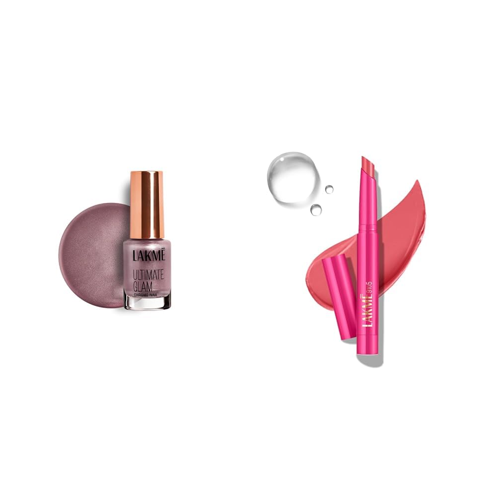 LAKME Ultimate Glam Chrome Nail Paint, Dusty Rose 6ml Lakme 9 to 5 Forever Matte Lip Crayon, Poise Pink 1.1g-image-20