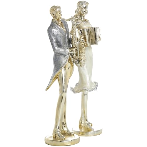 Figura Decorativa Musico de Resina Dorada Set 2 miniatura 4