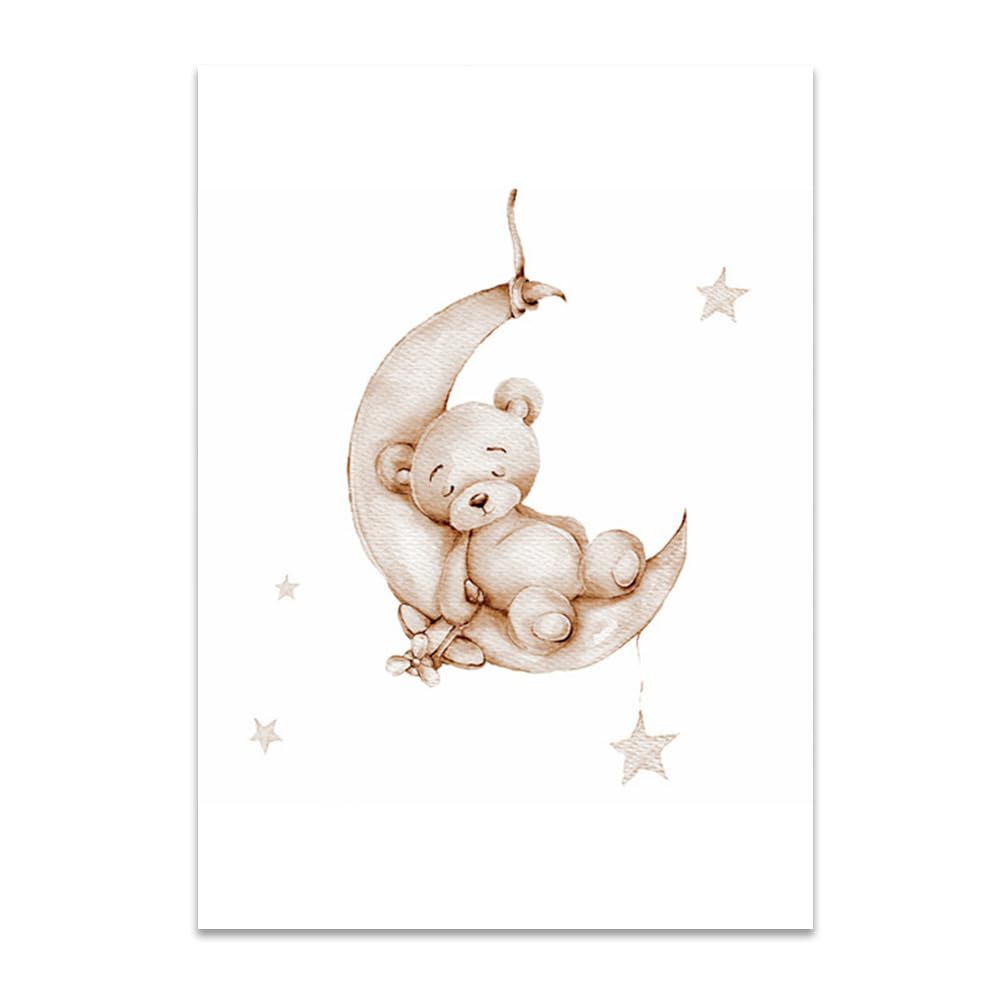 3 Laminas Oso 30X40CM Cuadros Habitacion Infantil Niño Poster Beige Lienzo Animales Bebe Laminas Decorativas Pared Infantil Cuadros Bebé Habitacion Niño Animaux Lienzo Beige Bebe Oso sin Marco
