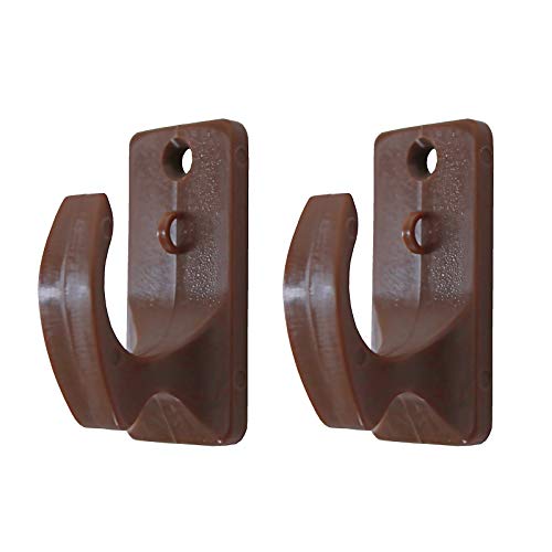 のれん棒受け のれん棒フック 2個入 両面テープ付き ビス付き のれん掛け 簡単取付 白 茶 (茶(ブラウン))