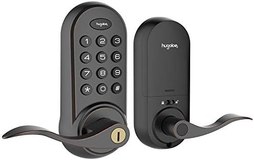 Hugolog Latchbolt Lock Electronic,Keyless Entry Door Lock, Keypad Door Lock with Handle, Easy to Install High Security Material for Metal Home & Office