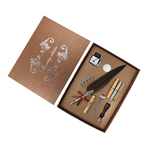 Ensemble de stylos à encre à plume calligraphie et stylo fait main vintage marron