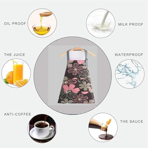 Image of DARSHANAM WORLD Apron for Women with Pockets | Adjustable Waterproof Floral Chef Aprons for Kitchen | Fully washable with large front pocket |Apron for Restaurant | Home | Kitchen | Hotel