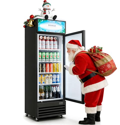 BODEGACOOLER Beverage Refrigerator, 255L/270 Qt Commercial Refrigerator For Kitchen, Home,Office and Garage, 240 Cans & 120 Bottles Display Refrigerator For Beer,Soda, Bar Cooler with Soft LED Light.