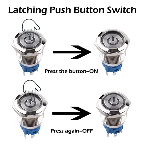 19mm Push Button Latching BLUE LED Air Con Button Switch 12v (Comes With Plug) - Speedy Air Spares - Foto 8