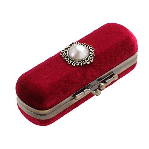 Étui de rangement pour rouge à lèvres vintage au design raffiné avec miroir de courtoisie