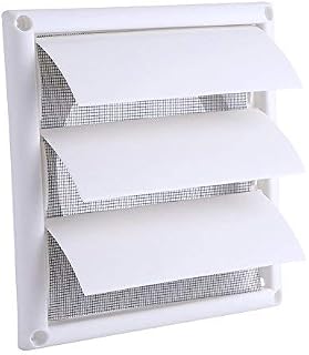 Louvered Vent Cover for Exterior Wall, 3 Flaps Wall Duct Ventilation Grill with Net Plastic Dryer Air Grille Flyscreen Louver Anti Insect Mesh Shutters Easy Installation External Hood(15 x 15cm)