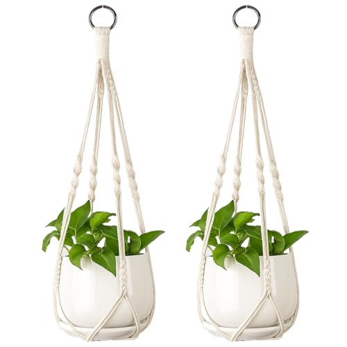 ALLY-MAGIC Makramee Blumenampel Hängend Innen, Boho Außen Pflanzenampel, Hängetopf Pflanzenaufhänger Hängepflanzen Übertopf Hänge Pflanzen Planter Hanger Ampel Balkone E21HPWD
