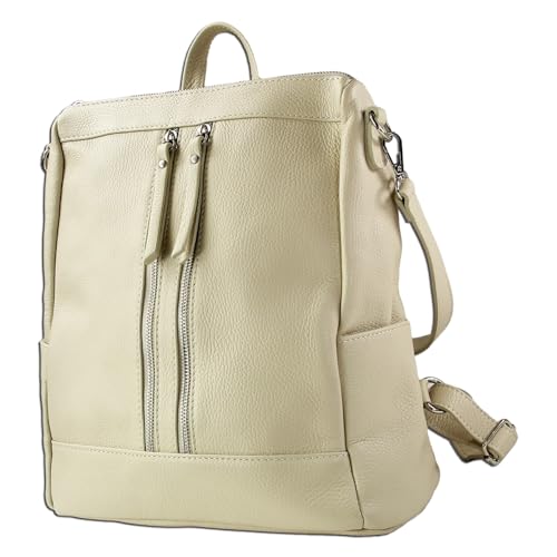 Sac à dos de ville en cuir beige Toscanto ORT100RI pour femme style moderne