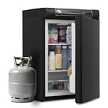 SMETA Gas Camping Fridge, 3 Way 60L, 12V/240V/Gas, Quiet, Reversible Door, Black
