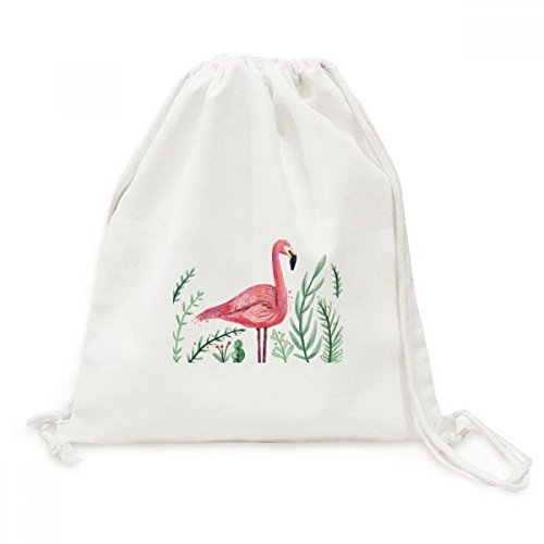 Cadeau sac de base plantes tropicales flamingo en toile