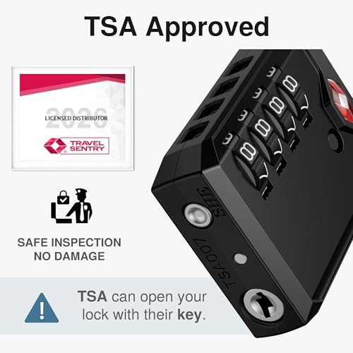 Puroma TSA Locks for Luggage, 2 Pack Luggage Locks TSA Approved 4-Digit Combination Cable Travel Lock Zinc Alloy for Suitcases, Bags, Toolboxes, Backpacks & Gym Lockers (Black) - Image 4