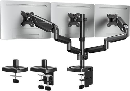 ELIVED Monitor Halterung 3 Monitore für 13-27 Zoll Bildschirme bis zu 9kg | mit VESA 75/100mm, Gasdruckfeder 3 Monitorhalterung, Neigbar Schwenkbar Drehbar Höhenverstellbar Monitor