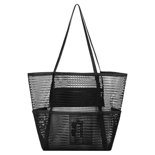 Beach Tote Bags for Womens, Causal Pool Bags for Mom Travel Swimming Vacations Beach Essentials Family Picnic, Black