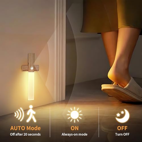 Image of ASAWASA Stair Led Lights,Rechargeable Battery Operated Motion Sensor Light Indoor,Magnetic Dimmable Closet Lights, Wireless Under Counter Lights for Kitchen, Stairs,Restroom(White Light)