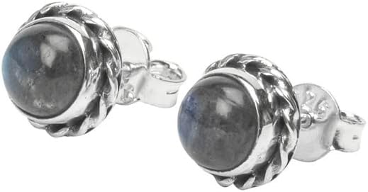 Gemstone Stud Post Earrings, 925 Sterling Silver Gemstone Earring 6 MM Round Girl Women Gift - Image 6