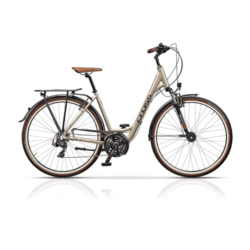 Airtracks 28 Zoll Damen Trekking Fahrrad Area Lady Low Step Trekkingrad 21 x Gang Shimano RD- TY500 SGS Beige - Rahmenhöhen 46cm 50cm 54cm - (54cm (Körpergröße 175-185cm))