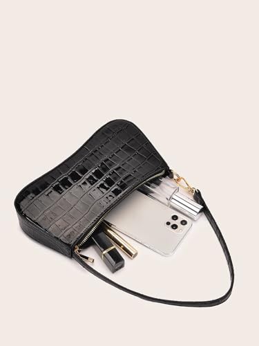 SweatyRocks Women's Small Crocodile Print Shoulder Bag Leather Clutch Purse Handbag with Zipper Closure3