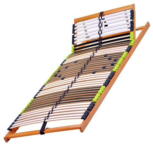 DaMi 7-Zonen Lattenrost Relax KV 140x200cm I mit 6 Härtestufen, Kopfteil verstellbar, Made in Germany, Buche & Birke, 42 Federholzeisten, Lattenrahmen zur Selbstmontage, extrem hochwertig & stabil