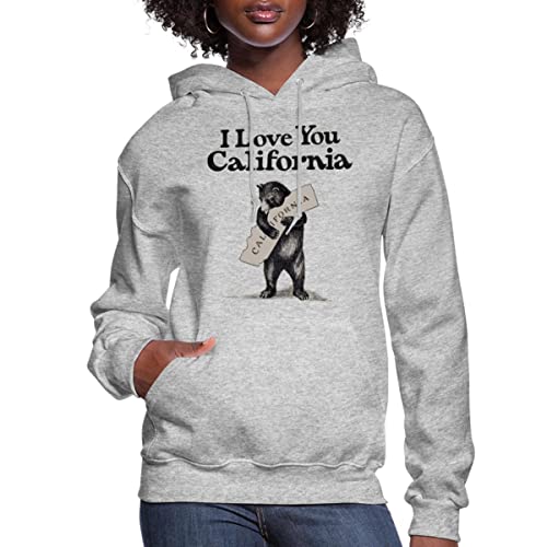 Spreadshirt I Love You California Women's Hoodie, M, Heather Gray #TOP28