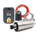 VFD CNC Spindle Motor Kits：220V 2.2KW CNC VFD+220V 2.2KW 4bearings 400hz 24000rpm Water Cooled Spindle Motor+220V 75W Water Pump+80mm Motor Clamp Mount+5m Water Pipe (Factory Direct Sales)