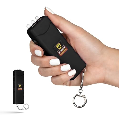 Guard Dog Security Flashlight Stun Gun Self Defense, High Voltage Hornet Mini Stun Gun Keychain, Rechargeable Womens Self Defense, Safety Switch, Powerful Flashlight, Compact Device (Black) (Black)