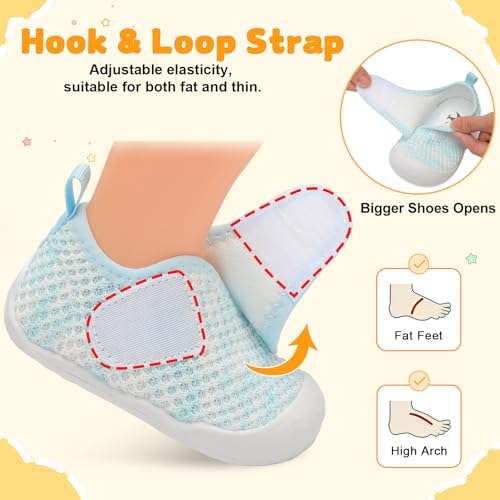 Image of FEETCITY Baby First Walking Shoes Wide Baby Shoes Infant Sneakers Newborn Crib Shoe Barefoot Lightweight Slip On Shoe