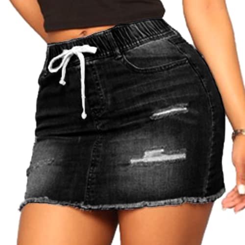 vanberfia Women's Casual Distressed Ripped Denim Short Skirt…2